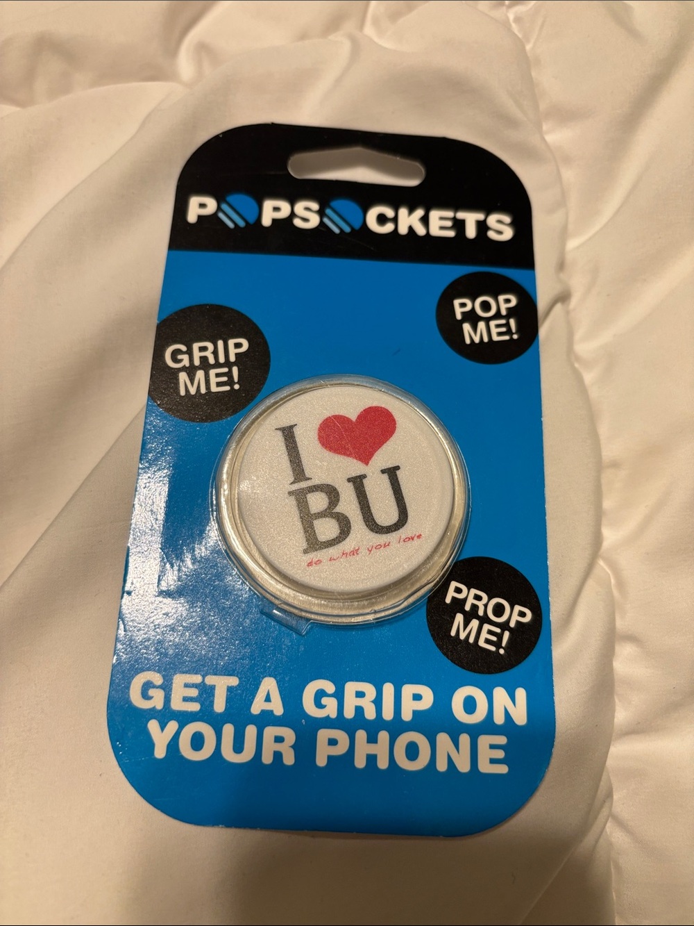 PopSocket I ♥ BU Phone Grip - White with Red Heart